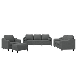 vidaXL Ensemble de canapés 4 Pièces coussins gris foncé tissu