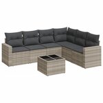 vidaXL Salon de jardin avec coussins 7 Pièces gris clair résine tressée