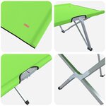 vidaXL Lit de camping pliant Vert foncé Métal  Tissu Simple Pliable
