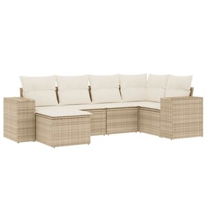 vidaXL Salon de jardin avec coussins 6 Pièces beige résine tressée