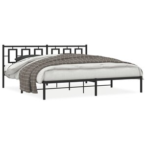 vidaXL Cadre de lit métal sans matelas avec tête de lit noir 193x203cm