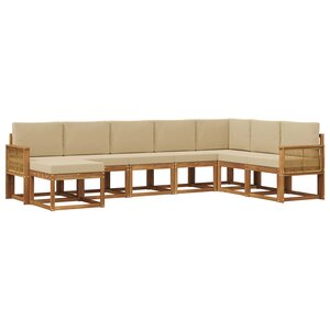 vidaXL Ensemble de canapés d'extérieur 8 pc Naturel et Beige