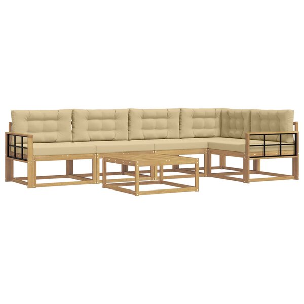 vidaXL Ensemble de canapés d'extérieur 6 pc Blanc et Beige Polyester