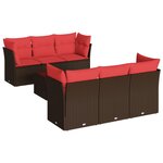vidaXL Salon de jardin avec coussins 7 Pièces marron résine tressée