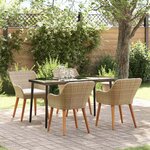 vidaXL Ensemble de salle à manger pour jardin 5 Pièces Beige polyrotin