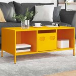 vidaXL Table basse jaune moutarde 101 5x50x43 5cm acier laminé à froid