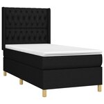 vidaXL Sommier à lattes de lit avec matelas Noir 90x200 cm Tissu
