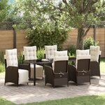 vidaXL Ensemble de salle à manger de jardin 7 pièces marron en rattan synthétique