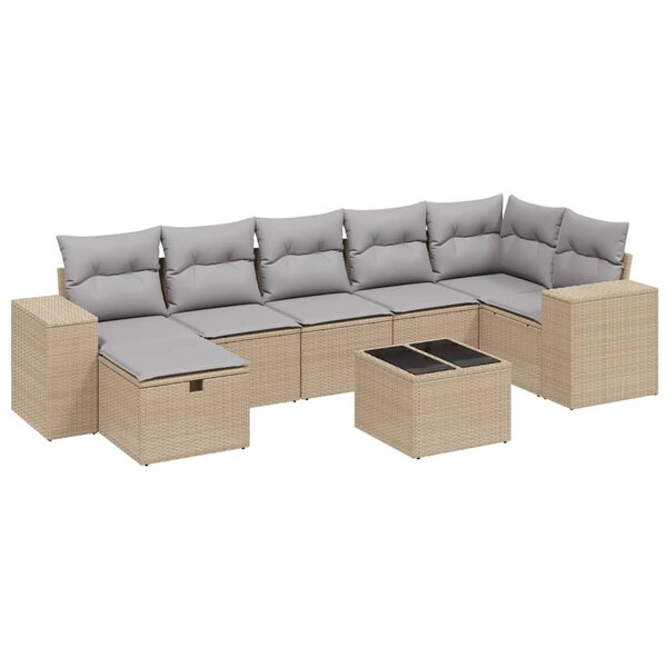 vidaXL Salon de jardin avec coussins 8Pièces mélange beige résine tressée