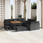 vidaXL Ensemble de Canapés de Jardin 13 Pièces avec Coussins Noir Rattan Acacia