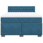 vidaXL Sommier à lattes de lit et matelas Bleu foncé 140x190cm Velours