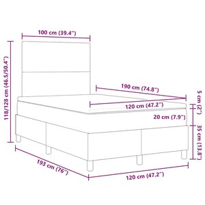 vidaXL Lit à ressorts avec tête de lit Crème et Blanc 120 x 190 cm