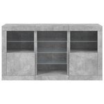 vidaXL Buffet avec lumières LED gris béton 123x37x67 cm