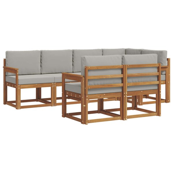 vidaXL Ensemble de canapés d'extérieur 7 pc Gris Naturel et Clair