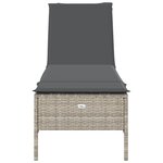 vidaXL Chaise longue avec coussin gris clair résine tressée