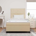 vidaXL Lit à ressorts avec matelas Crème 120 x 200 cm tissu