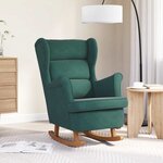 vidaXL Fauteuil à bascule à oreilles en velours vert foncé bois massif