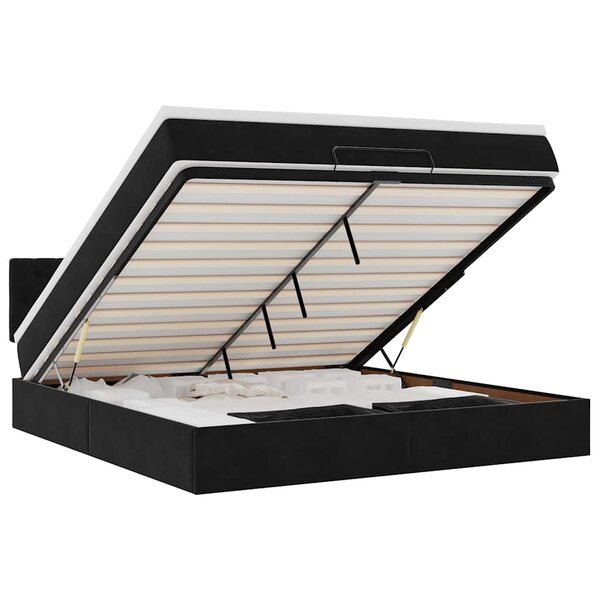 VidaXL Cadre de lit ottoman avec matelas noir 160x200 cm velours