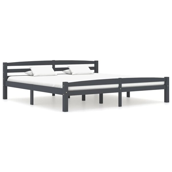 vidaXL Cadre de lit Gris foncé Bois de pin massif 200x200 cm