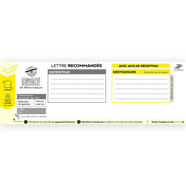 Boîte de 100 Nouveaux Recommandés avec Accusé de Réception - LRSD2