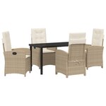 vidaXL Ensemble de 5 chaises de jardin avec coussins  Rattan poly beige