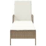 vidaXL Lounge de Soleil Beige et crème Rotin PE 157 x 55 x 92 cm Pliable