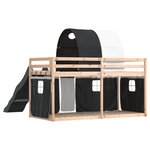 vidaXL Lit superposé sans matelas avec toboggan blanc noir 90x200 cm
