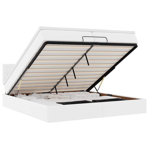 vidaXL Cadre de lit ottoman et matelas blanc pur 200x200cm similicuir