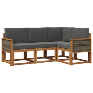 vidaXL Ensemble de canapés d'extérieur 4 pc Naturel et Anthracite