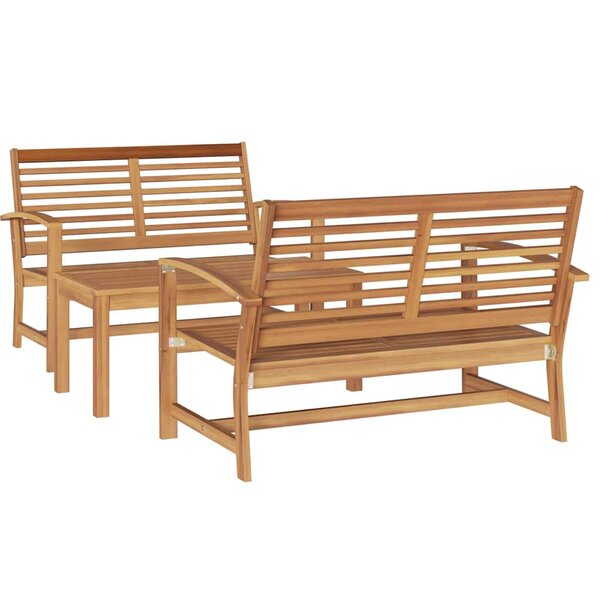 Ensemble de canapé de jardin 3 Pièces Naturel Bois de teck solide