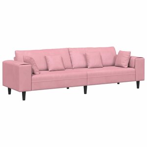 vidaXL Canapé en velours avec coussin Rose 209 cm Velours