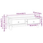 vidaXL Meuble TV Naturel 110 x 35 x 40 cm Bois de teck massif