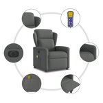vidaXL Fauteuil inclinable de massage électrique gris foncé tissu