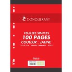 Feuillets mobiles 21x29 7 cm 100 pages grands carreaux jaunes 80g x 10 CONQUÉRANT