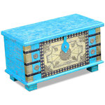vidaXL Coffre de rangement Bois de manguier bleu 80 x 40 x 45 cm