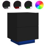 vidaXL Armoire de chevet avec lumières LED noir bois d'ingénierie