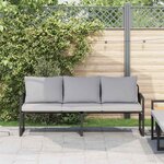 vidaXL Mobilier de jardin avec coussin Noir 180 x 72.5 x 71 cm Acier