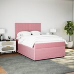 vidaXL Sommier à lattes de lit avec matelas Rose 140x190 cm Velours