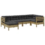 vidaXL Salon de jardin 6 Pièces avec coussins bois de pin imprégné