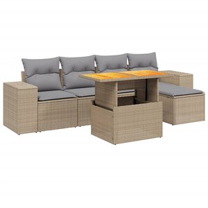 vidaXL Salon de jardin avec coussins 6 Pièces beige résine tressée