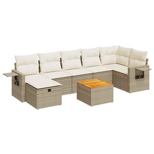 vidaXL Salon de jardin avec coussins 8 Pièces beige résine tressée