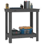vidaXL Banc de travail Gris 80x50x80 cm Bois de pin massif