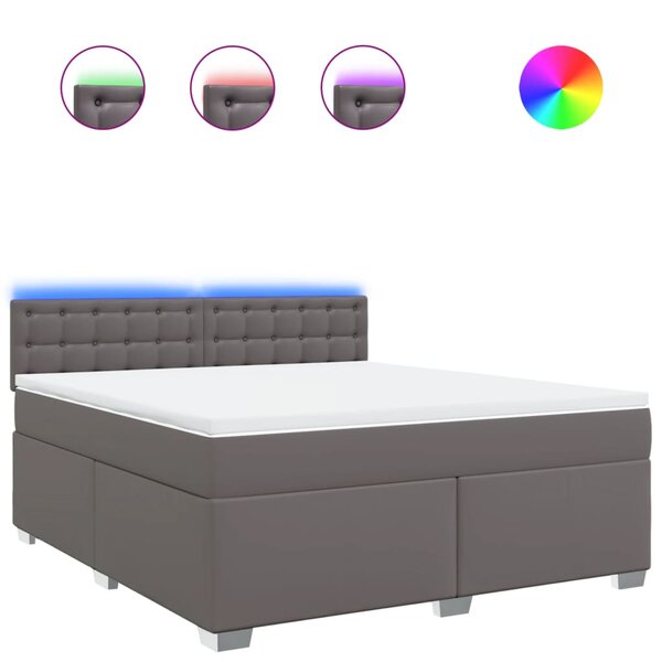 vidaXL Sommier à lattes de lit avec matelas Gris 180x200 cm Similicuir