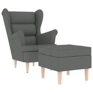 vidaXL Fauteuil avec repose-pied Gris foncé Tissu