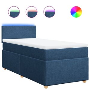 vidaXL Sommier à lattes de lit avec matelas Bleu 90x200 cm Tissu