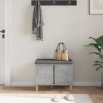 vidaXL Banc d'entrée avec coussin Gris béton 60 x 38 x 46 cm