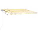 vidaXL Auvent automatique capteur de vent/LED 450x300cm Jaune et blanc