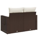 vidaXL Canapé de jardin avec coussins 2 places marron résine tressée