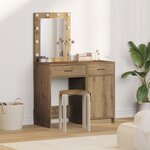 vidaXL Ensemble de coiffeuse 2 pièces en bois d'ingénierie avec LED