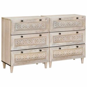 vidaXL Buffet 2 Pièces Blanc 120 x 33 5 x 75 cm bois de manguier massif